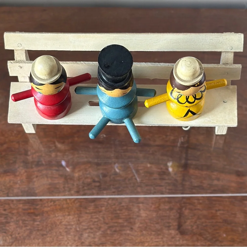 Vintage Wooden Bar Set, Cork, Cork Screw, Bottle Opener, Hand Painted, 1950’s